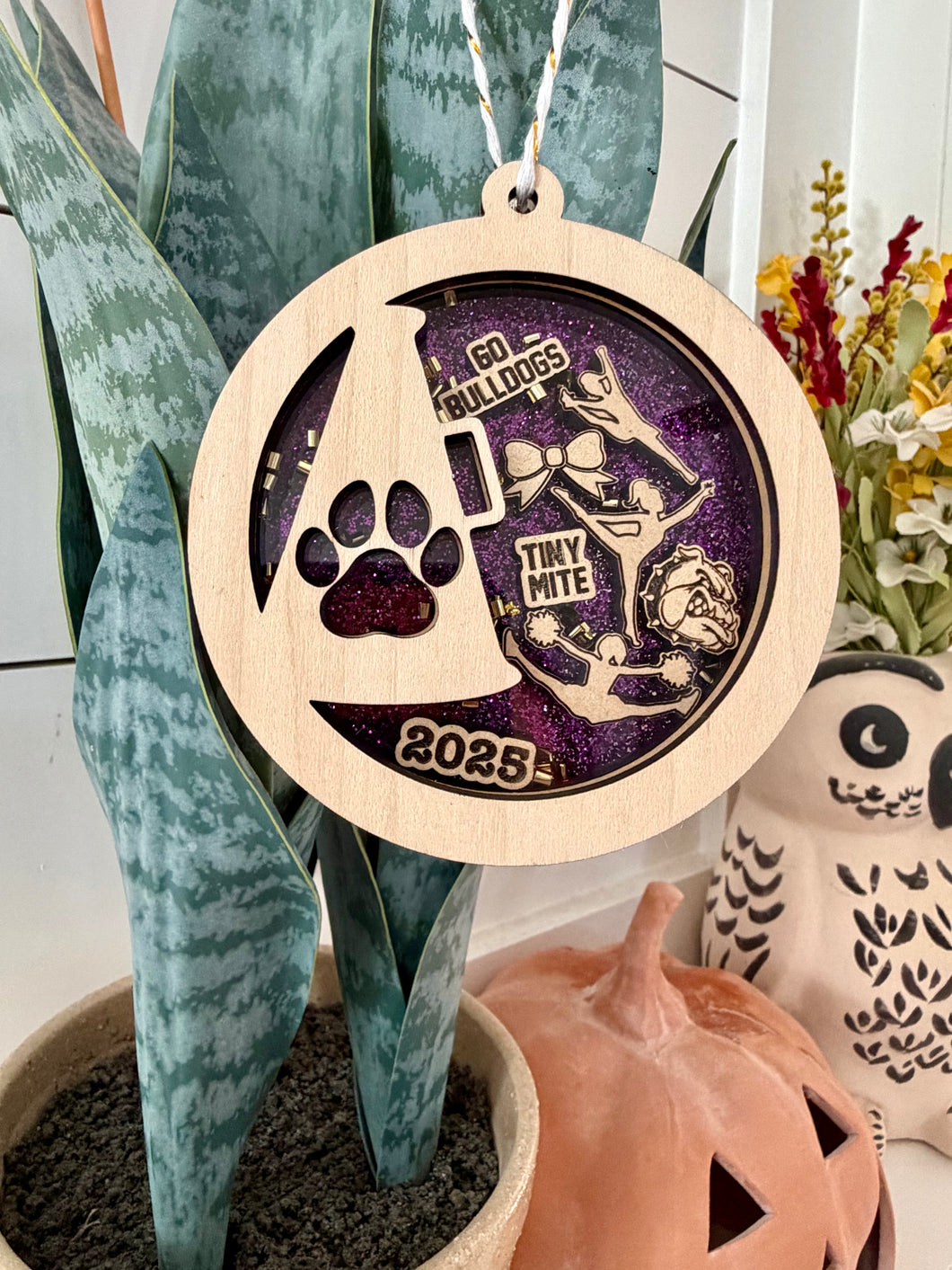 Tiny Mite Cheer shaker ornament