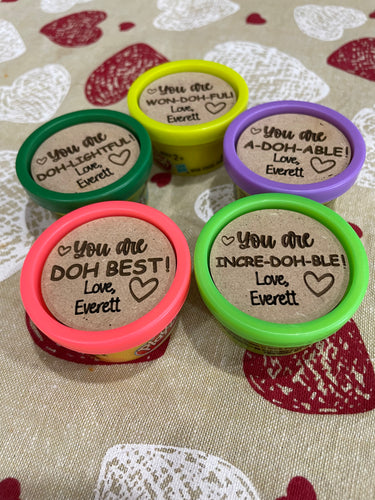 Mini play dough valentines tops