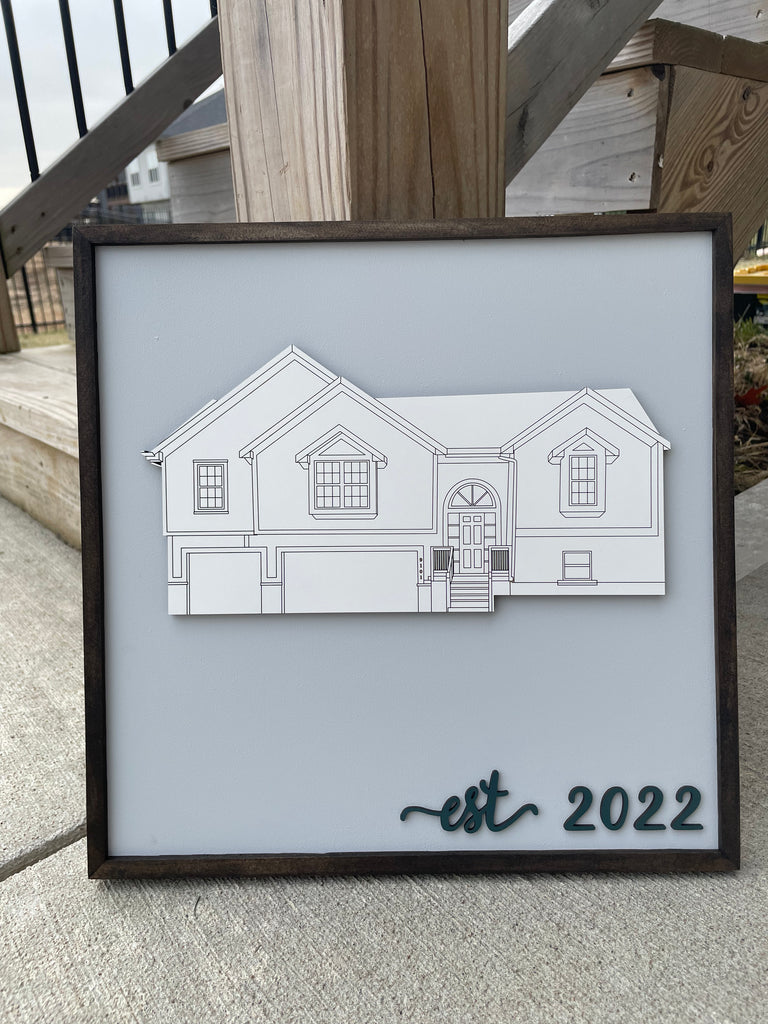House drawing sign – Fountain City Woodshop