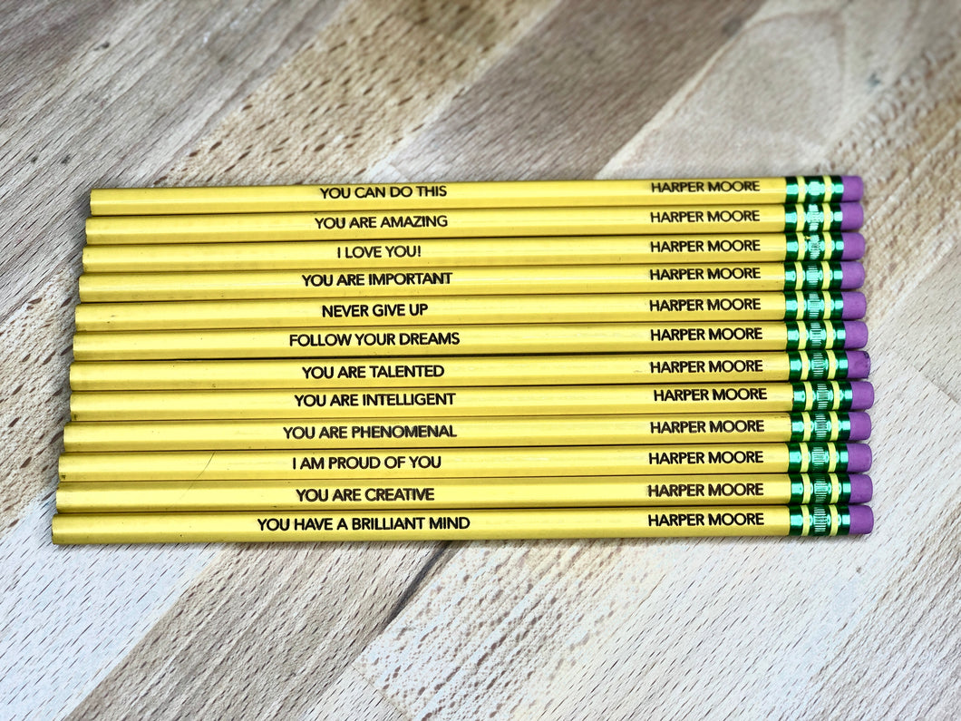 Personal engraved pencils